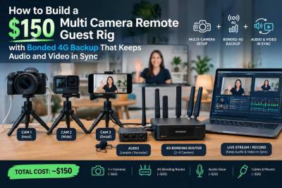 how to build a $150 multi-camera remote guest rig with bonded 4g backup that keeps audio and video in sync